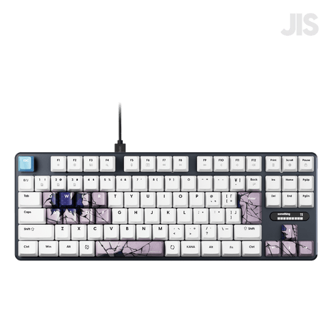 Pulsar PCMK 3 HE TKL Something Gaming Keyboardの製品写真。something選手のグラフィックをあしらったテンキーレスキーボード